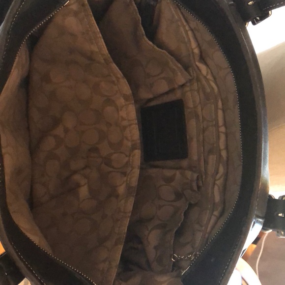 Coach black leather diaper bag with changing mat - Picture 2 of 8